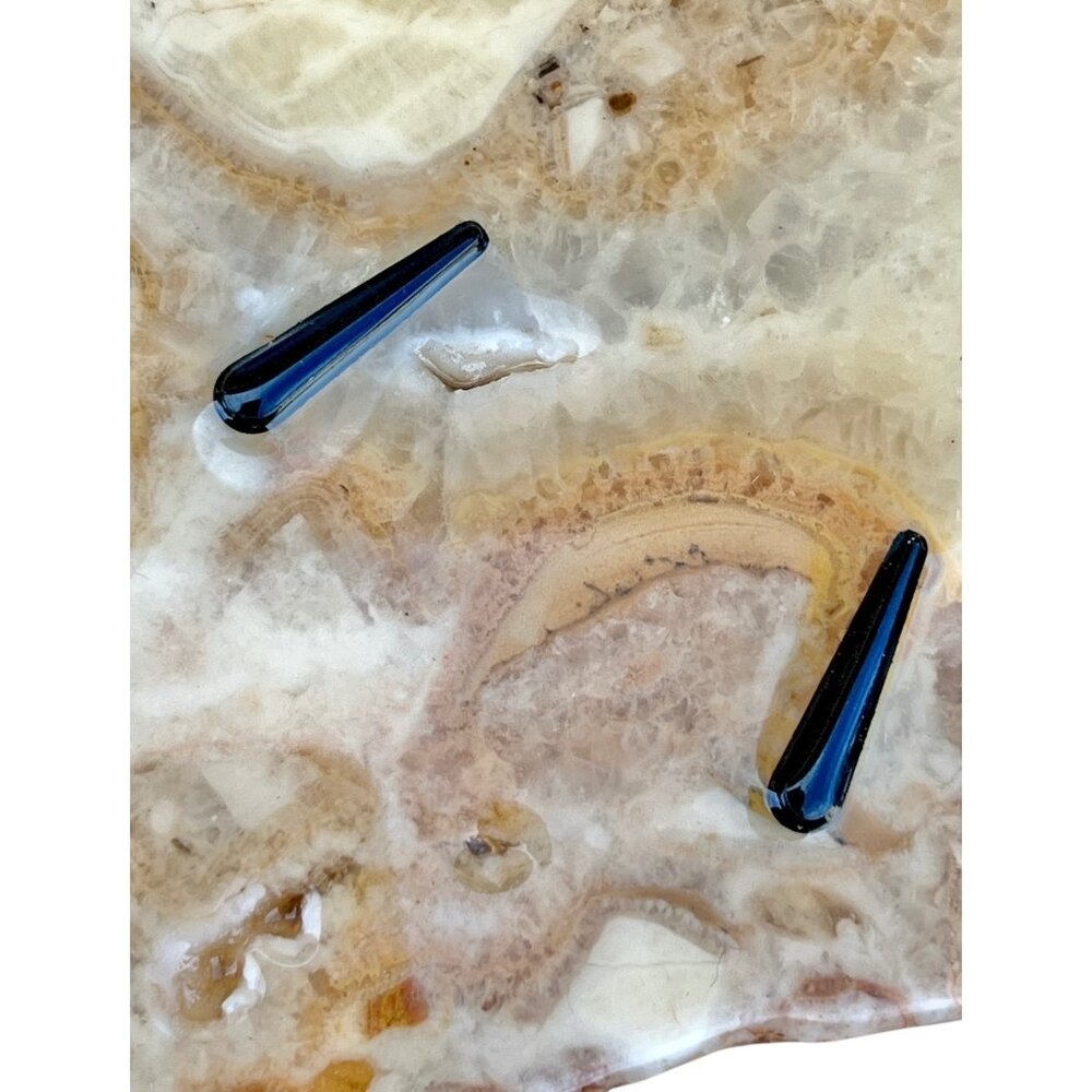 Light Agate Stone Wall Clock With Turquoise & Black Accents Gift Vintage GUC - Picture 3 of 5
